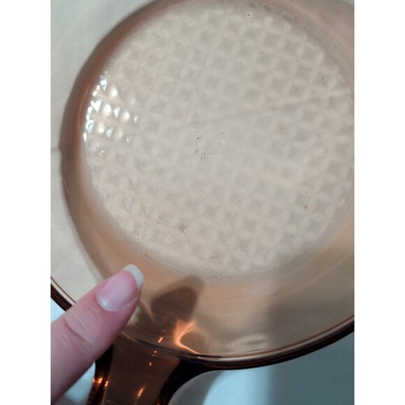 Corning Vision Ware Amber Glass Skillets Waffle Bottom Fry Pans 10 in 7 in retro - Picture 6 of 15